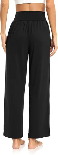 Miniatura 3 de DIBAOLONG Pantalones de yoga para mujer, holgados, de pierna ancha, cómodos, pantalones de pijama de cintura alta con bolsillos