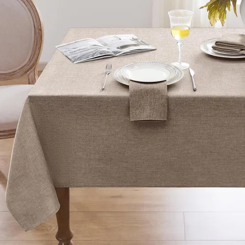 Miniatura 16 de Softalker Mantel pequeño rectangular con textura de lino de 52 x 70 pulgadas, para exteriores, resistente a las manchas y a las arrugas, decorativo