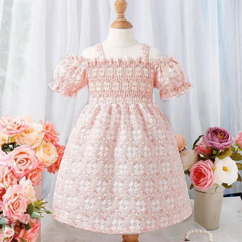 Miniatura 2 de Toddler Kids Baby Girls Summer Casual Halter Puff Sleeve Plaid Print Dress Party Princess Dress Girls Plus Dresses