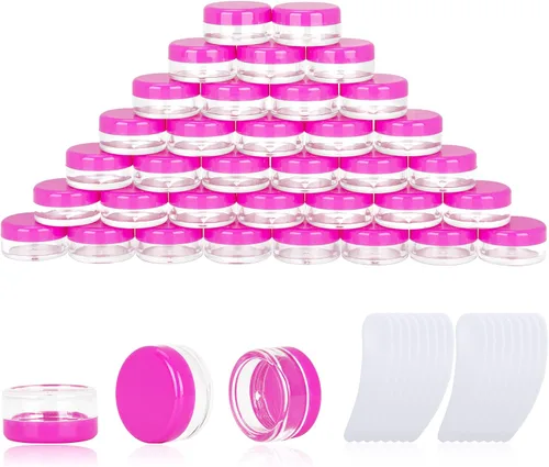 Miniatura 22 de 50 recipientes de muestra de 0.11 oz, frascos vacíos de 0.11 onzas líquidas con tapas, pequeños recipientes para cosméticos, mini tarros de muestra