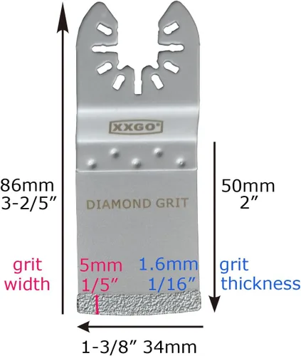 Miniatura 2 de XXGO 4 piezas de cuchillas oscilantes de diamante multiherramienta para quitar lechada de arena XG4202S Lo mejor para la eliminación de lechada