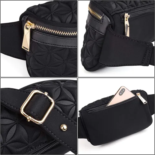 Miniatura 4 de UTO Riñonera convertible para mujer, bolsa de pecho convertible en relieve, a la moda, ligera, para viaje