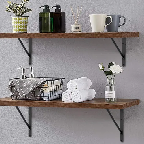 Miniatura 6 de Paquete de 16 soportes de estante resistentes negros de 20 pulgadas de largo x 12 pulgadas de alto con tornillos, soportes de estante de metal