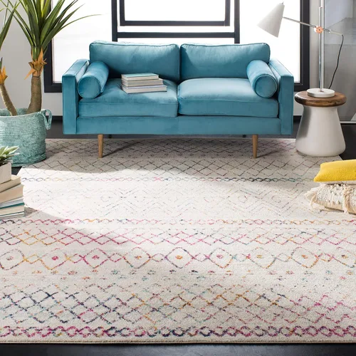 Miniatura 13 de SAFAVIEH Madison Collection - Alfombra decorativa de 2 x 3 pies, color marfil y carbón, diseño marroquí bohemio envejecido, no desprende pelusa