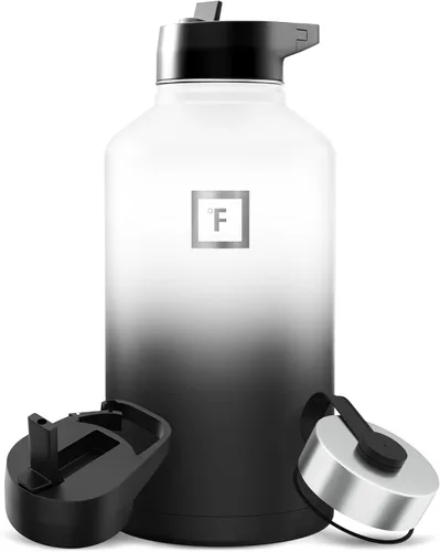 Miniatura 100 de IRON °FLASK Frasco de hidratación para acampar y senderismo con pajilla, botella de agua deportiva de acero inoxidable con aislamiento de boca Dark