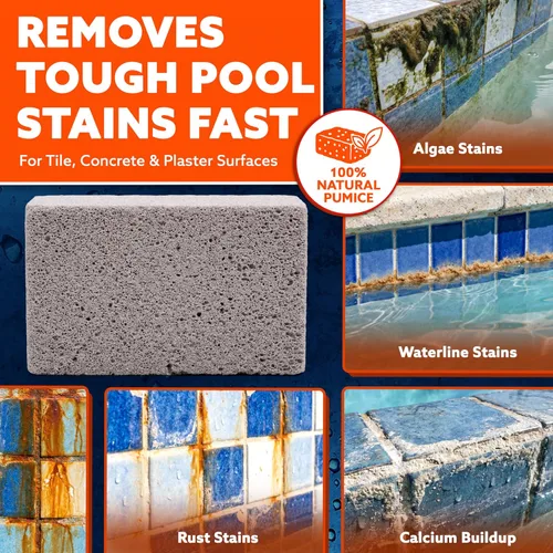 Miniatura 3 de Pumie - Paquete de 2 piedras pómez para limpieza de azulejos de piscina, removedor de calcio para manchas de azulejos y yeso, limpiador