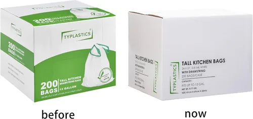 Miniatura 4 de TYPLASTICS Bolsas de basura altas con cordón para cocina, 13 galones (200 unidades)