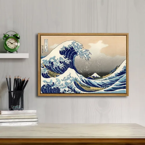 Miniatura 2 de Wieco Art – Arte enmarcado La Gran Ola de Kanagawa de Katsushika Hokusai; impresiones Giclée en lienzo, arte de pared, pinturas abstractas