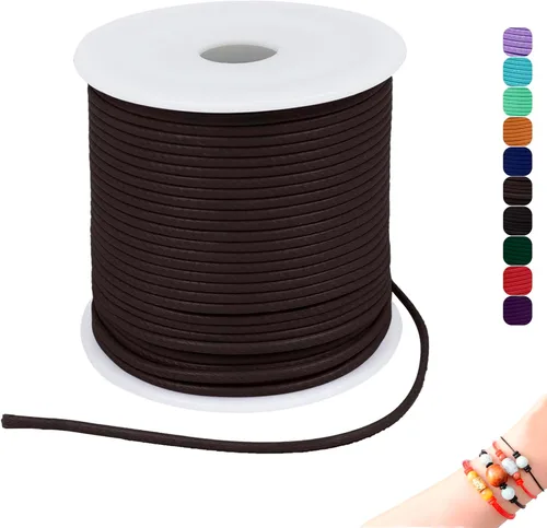 Miniatura 46 de CAMAL Cuerda de cera de 0.069 pulgadas para hacer pulseras, hilo encerado de 23 yardas para joyería y pulsera, cordón encerado para manualidades