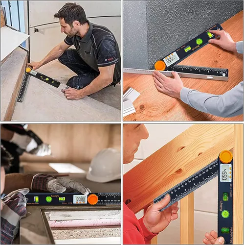 Miniatura 7 de Rainyb Herramienta de Búsqueda de Ángulo Digital de 7 Pulgadas 0-360 Grados con Transportador Digital LED, Niveles de Burbuja Horizontales