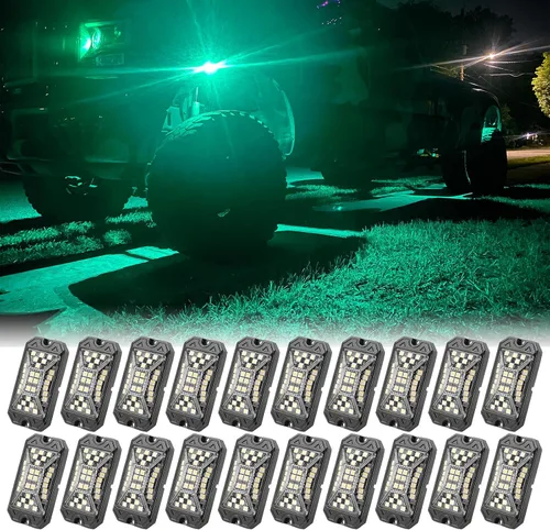Miniatura 6 de SUNPIE 4 cápsulas RGBW de luces de roca – Ángulo de haz completo, 30 chips de alta potencia, carcasa de aluminio, almohadillas de montaje incluidas