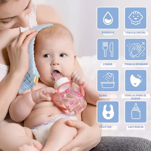 Miniatura 4 de MUKIN Toallitas para bebé, paños suaves para recién nacidos, toallitas de baño absorbentes, paños o toallas para eructos, lista de regalos de bebé