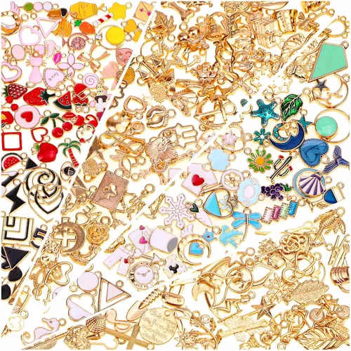 200 piezas de dijes para hacer joyas, surtidos al por mayor, dijes de metal mixto para pulseras y brazaletes para hacer joyas y manualidades (color