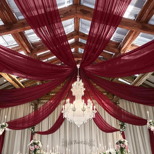 Miniatura 9 de FOTSHARER Cortinas de techo azules para decoración de boda, 5 x 10 pies, 6 paneles de tela de techo, cortinas de arco de boda, cortinas de gasa