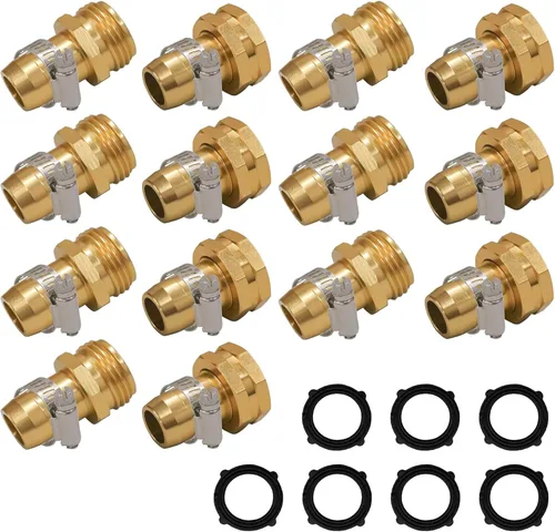 Miniatura 8 de Hourleey Conector de reparación de manguera de jardín con abrazaderas, apto para manguera de jardín de 3/4 o 5/8 pulgadas, adaptador de manguera
