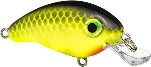 Miniatura 4 de Strike King Señuelo de pesca Bitsy Pond Minnow Crankbait, 3/32 oz, irresistible para los peces Chartreuse con espalda negra