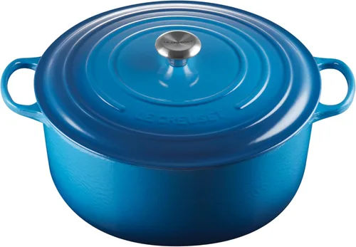 Miniatura 21 de Le Creuset Horno holandés redondo de hierro fundido esmaltado, 4.5 cuartos de galón, Marsella Marseille