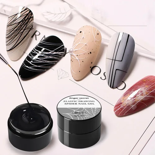 Miniatura 5 de Kit de esmalte de gel Spider para uñas, 0.18 onzas, gel de araña para arte de uñas, gel de dibujo de alambre para línea de panitado con pinceles