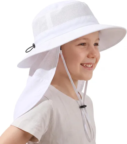 Miniatura 13 de Home Prefer Sombrero de sol para niños al aire libre UPF50+ Sombrero de pesca de ala ancha con solapa para el cuello