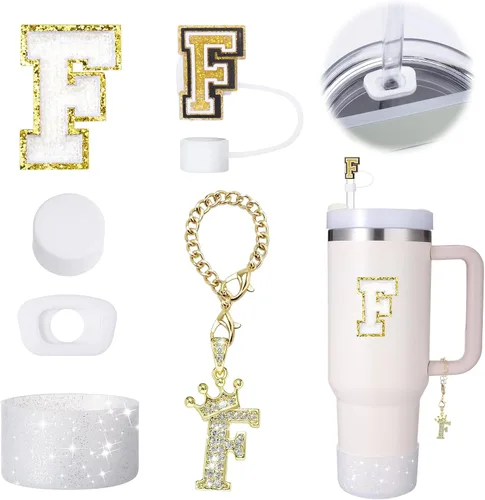 Miniatura 10 de Mity Rain Set de 6 piezas de accesorios para taza para Stanley de 30 oz y 40 oz con asa, tapa para pajita, dije con iniciales de taza, bota