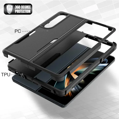 Miniatura 5 de Funda WOGROO para Samsung Galaxy Z Fold 4 - Funda protectora para teléfono a prueba de golpes, duradera, negra