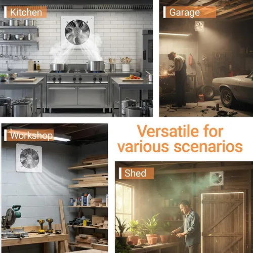 Miniatura 8 de Ventilador de escape de cocina de 8 pulgadas con controlador de velocidad variable, ventiladores de ventilación de montaje en pared de 735 CFM