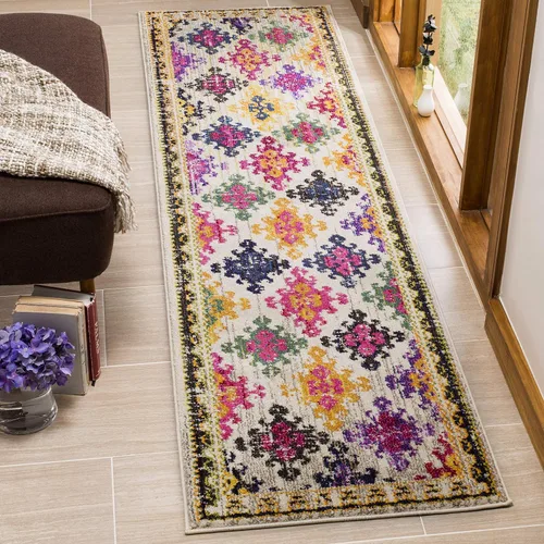Miniatura 25 de SAFAVIEH Monaco Collection - Alfombra para pasillo, 2.2 x 6 pies, diseño bohemio de enrejado de diamantes, no desprende pelusa y de fácil cuidado