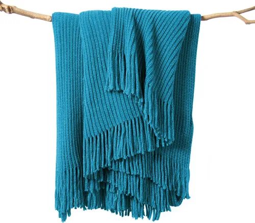Miniatura 12 de lifein Manta de felpilla de 50 x 60 pulgadas, suave manta de punto bohemio para sofá, acogedora decoración de casa de campo, manta ligera para todas