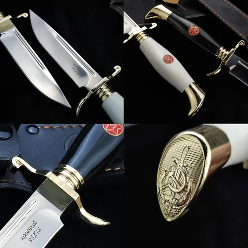 Miniatura 4 de HUAAO Cuchillo Bowie con funda, cuchillo de supervivencia de hoja fija de espiga completa con mango acrílico para caza, pesca y campamento (negro)