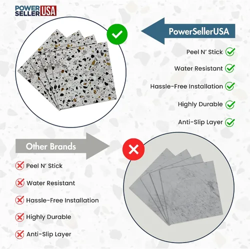 Miniatura 7 de PowerSellerUSA Azulejos de vinilo autoadhesivos, 20 unidades de 12 x 12 pulgadas con patrón de mosaico contemporáneo para despegar y pegar, azulejos