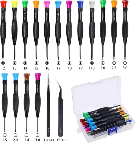 Miniatura 2 de Juego de destornilladores Torx de 18 piezas, juego de destornilladores magnéticos pequeños Torx Phillips de cabeza plana con T2 T3 T4 T5 T6 T7 T8 T9
