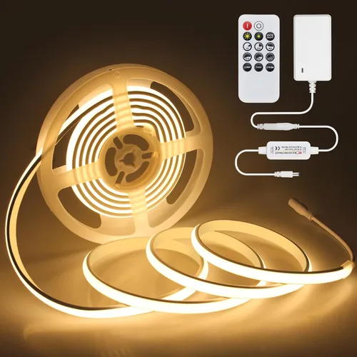 Miniatura 17 de Tira de luces LED blancas de luz diurna de 16.4 pies, 24 V, impermeable, kit de tira LED COB con control remoto, luz de cinta LED flexible regulable