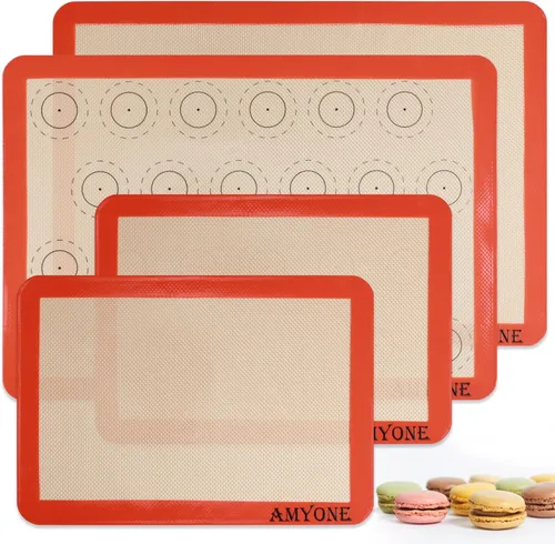 Miniatura 17 de AMYONE Alfombrilla para hornear de silicona de un cuarto, 2 piezas de alfombrillas para hornear de silicona antiadherente, hoja para galletas