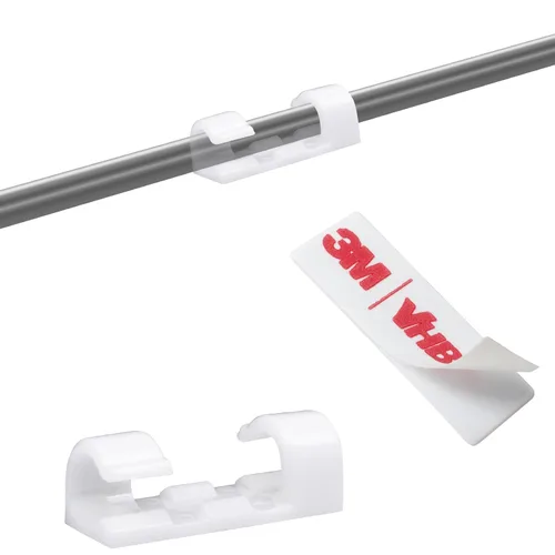 Organizador de clips autoadhesivos para cables, organizador de cables, diámetro máximo de 0.27 pulgadas, paquete de 20, color blanco