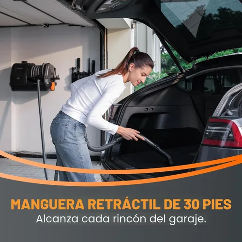 Miniatura 3 de Giraffe Tools Grandstorm - Aspiradora en seco y húmedo con 6 boquillas, manguera retráctil de 30 pies, aspiradora montada en la pared para detalles