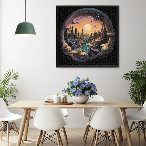 Miniatura 5 de Rompecabezas de Arte Visual 3D para Adultos 1000 Piezas, Paisaje de Planeta Alienígena en Cueva, Rompecabezas Familiares Desafiantes, Gran Idea