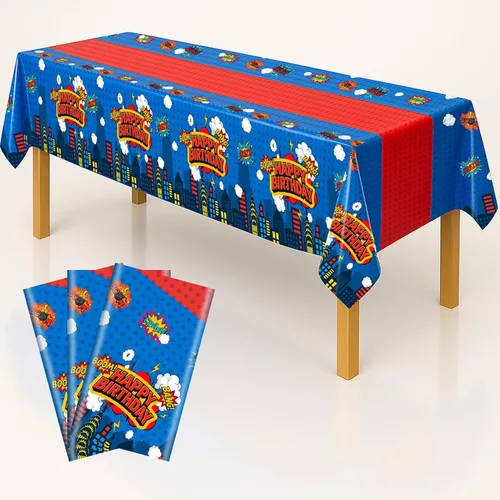 Mantel rectangular de 3 piezas para decoración de fiestas de cumpleaños, mantel de plástico de 108 x 54 pulgadas, desechable, suministros de