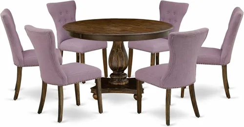 Miniatura 19 de East West Furniture F2GA5-740 - Juego de mesa de cocina de 5 piezas para 4 personas, incluye una mesa de comedor redonda con pedestal y 4 sillas