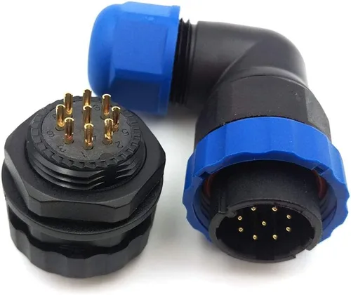 Miniatura 15 de SD28 2Pin ~ 26Pin con bridas codo conector de cable de aviación, conector de alimentación industrial IP67 (2 pines)