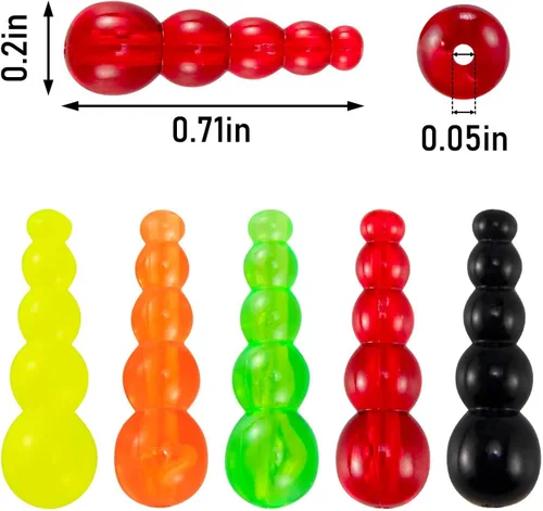 Miniatura 2 de Dr.Fish Paquete de 50 cuentas de pesca apiladas, cuentas de trucha, suministros para hacer señuelos, aparejo de lucioperca, hilandero de pesca