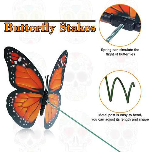 Miniatura 3 de Tcevily 144 decoraciones de mariposa monarca – 72 estacas, 36 pinzas para el pelo de mariposa, 36 calcomanías de pared para suministros de fiesta