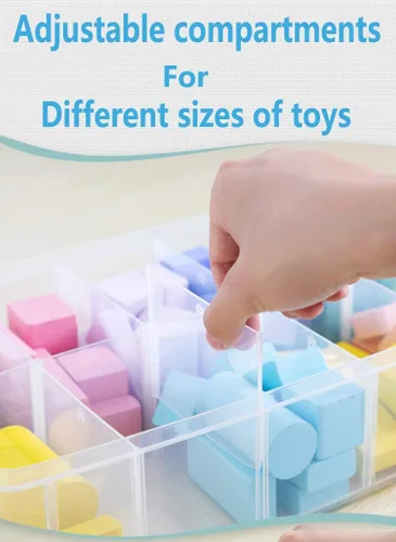 Miniatura 6 de Sooyee Contenedor de almacenamiento apilable de 6 capas, transparente, 60 compartimentos ajustables, compatible con juguetes pequeños, artes