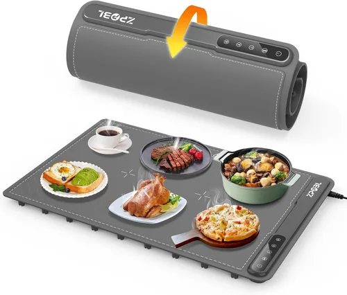 Tapete de calentamiento para alimentos - Bandeja eléctrica de calentamiento de alimentos (24 x 16 pulgadas), calentamiento rápido de superficie