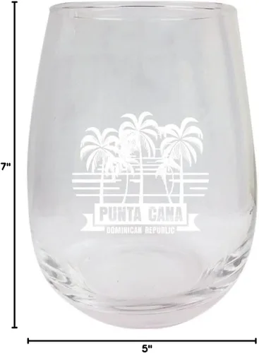 Miniatura 5 de Punta Cana República Dominicana Souvenir grabado 15 oz Copa de vino PALM Design1