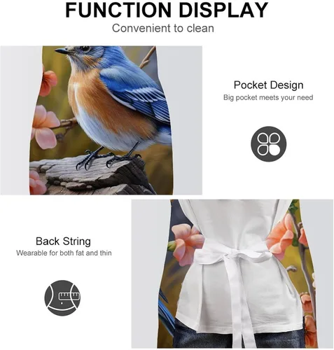 Miniatura 6 de Personalized Eastern Bluebird Adult Apron, Kitchen Cooking Aprons for Woman Man, Adjustable Bib Apron with Pocket for Baking, BBQ Crafting Outdoors