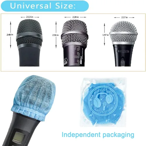 Miniatura 3 de 400 unidades (200 paquetes) Fundas higiénicas desechables para micrófono no tejidas para micrófono de mano, cubierta protectora para micrófono