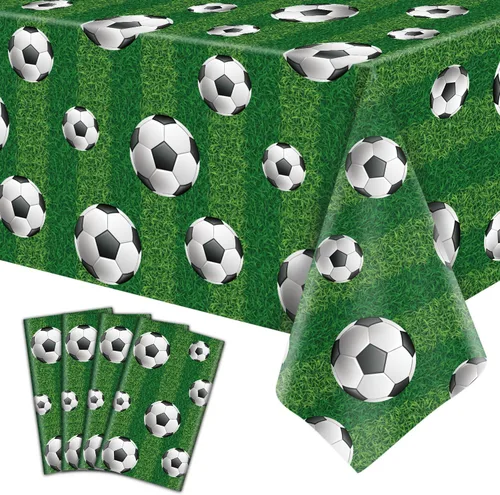 Paquete de 4 manteles para fiesta de fútbol, manteles deportivos rectangulares de plástico, fundas de mesa para fiestas temáticas deportivas,