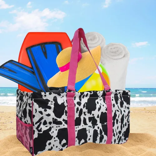 Miniatura 198 de NGIL Bolsa de comestibles reutilizable extra grande plegable de gran tamaño para comestibles, almacenamiento, picnic, playa, Bronco-negro occidental