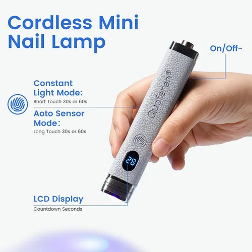 Miniatura 7 de Quaferen Mini luz UV de mano para uñas de gel con soporte, lámpara de uñas recargable de curación flash con sensor automático, imán de ojo de gato
