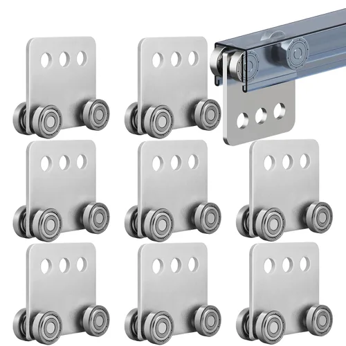 Miniatura 9 de 2 piezas de conjunto de rodillos de carrito de 6 ruedas SKTREX, conjunto de carrito de seis rodamientos para unistrut de 1-5/8" de ancho y todos